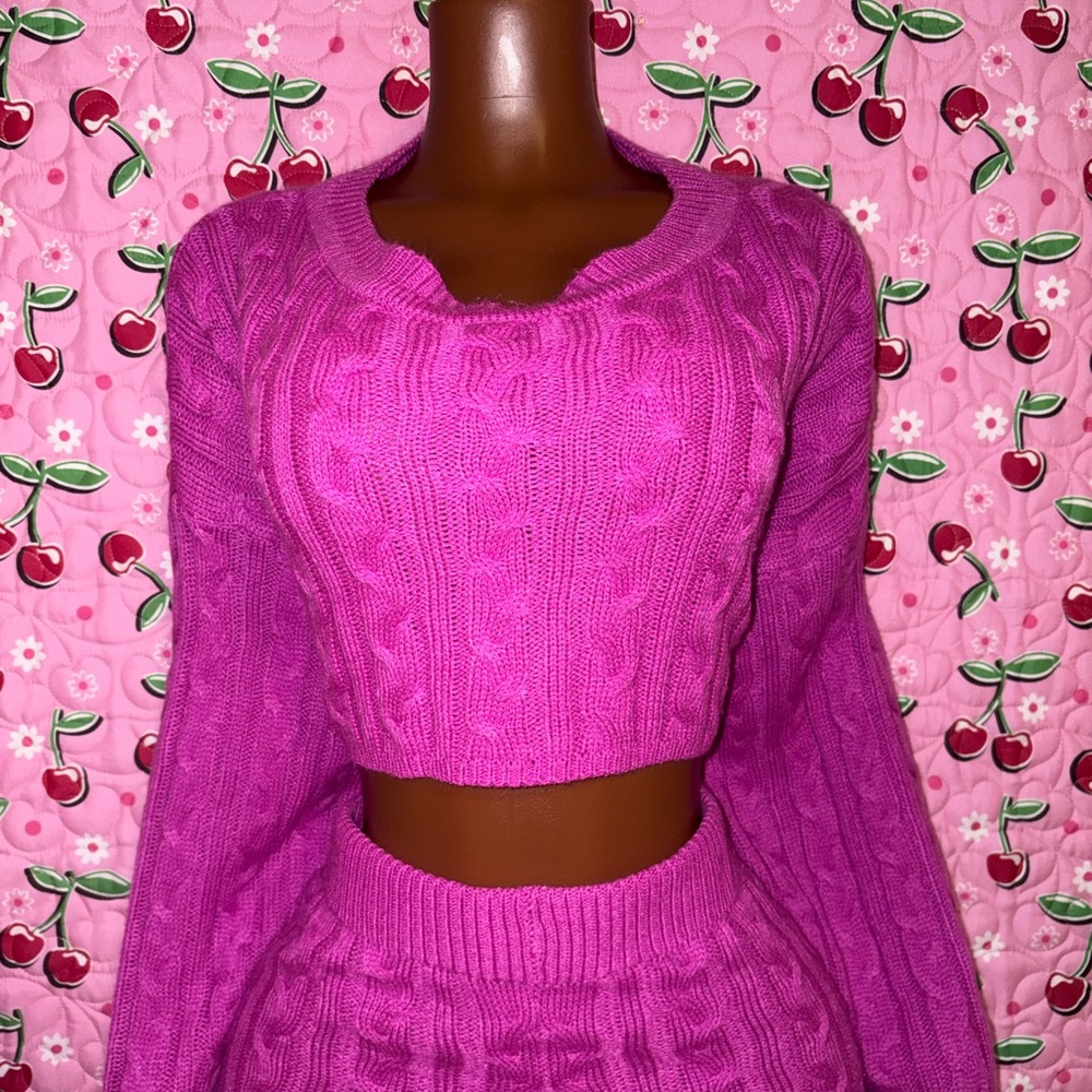 Fashion Nova Fuchsia Knit Sweater Set - Picture 3 of 4